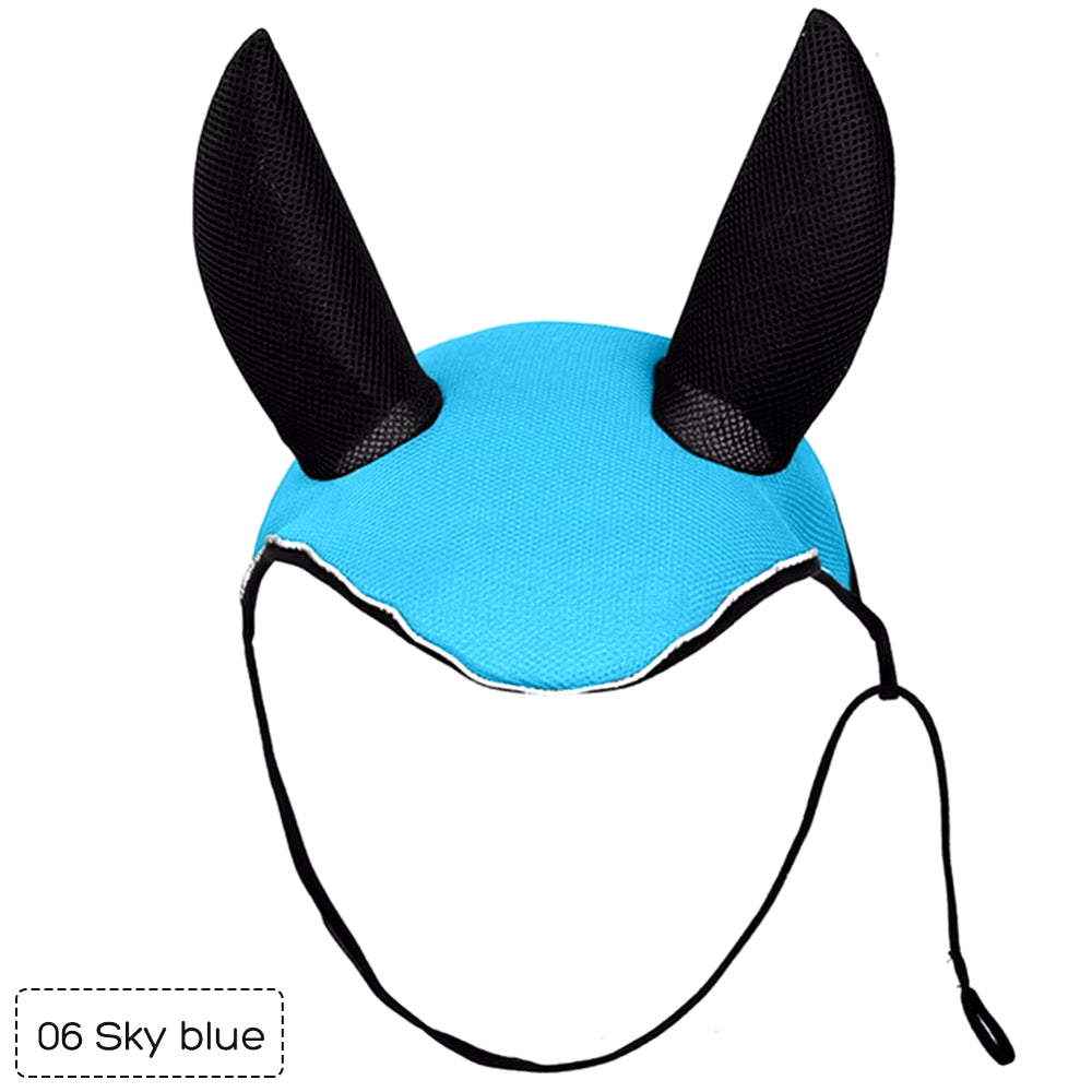 Horse Riding Breathable Meshed Horse Ear Cover Equestrian Horse Equipment Fly Mask Bonnet Net Ear Maks Protector