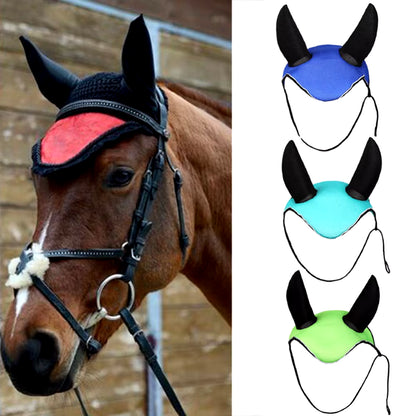 Horse Riding Breathable Meshed Horse Ear Cover Equestrian Horse Equipment Fly Mask Bonnet Net Ear Maks Protector