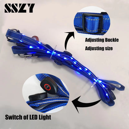 Horse Equipment Breastplate Nylon LED Night Flashing Light Bar Harness Outdoor Sports USB Charge Riding Decorations Belt